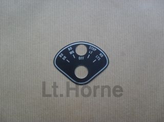 Rotary Switch Light Data Plate Willys MB Ford GPW Dodge Chevrolet GMC