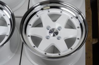 15" Effect Wheels Racing Rims White 4x100 0mm Offset Honda Civic Mini Cooper