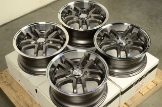 16" Gun Metal Deep Dish Wheels Rims 4x100 Integra Aveo Cobalt Accord Civic Miata