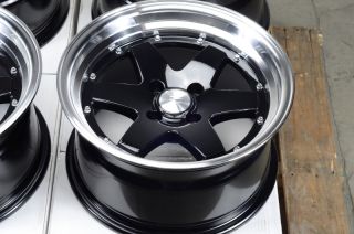 15x8 Effect Wheels Rims 4x100 Black 0mm Offset Civic Corolla Cobalt Accord Neon