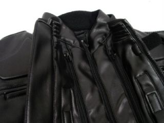 Mens Black Armor Motorcycle Cruiser Street Sport Racing Leather Jacket XXXL 3XL