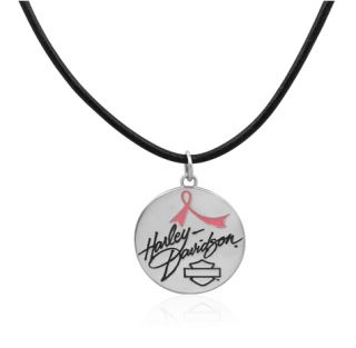 Harley Davidson Pink Label Crystal Enamel Silver 18" Necklace