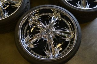 22" Dub Spine Chrome Spinner Wheels Rims Box Chevy Caprice Oldschool