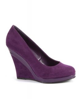 Purple Patent Insert Wedge Court Shoes