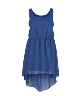 Innocence+ Blue Chiffon Dip Hem Sleeveless Dress