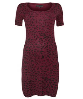 Mela Burgundy Leopard Print Knitted Dress