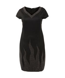 Koko Black Glitter Flame Detail Dress