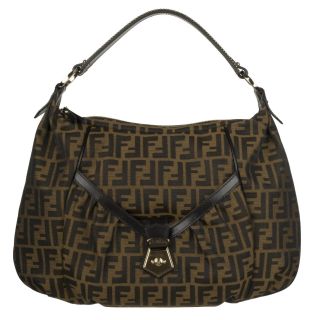 Fendi 8BR646 Brown Canvas Hobo Bag Fendi Designer Handbags