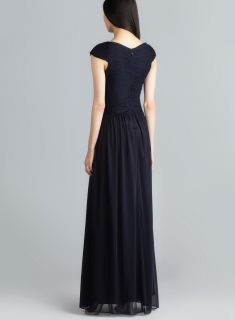 Adrianna Papell Draped Capped Sleeve Beaded Bodice Gown Adrianna Papell Evening & Formal Dresses