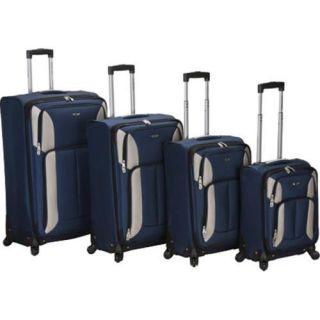 Rockland 4 Piece Impact Spinner Luggage Set F155 Navy Rockland Four piece Sets