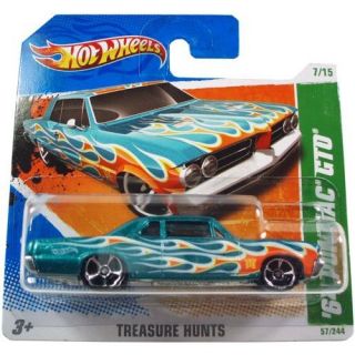 '64 PONTIAC GTO (Metalflake Teal) * 2010 2011 Hot Wheels #57/244 Treasure Hunts 7/15 164 scale car on SHORT CARD