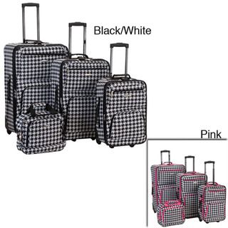 Rockland Deluxe 4 piece Black/ White Luggage Set Rockland Four piece Sets