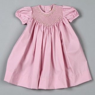 Petit Ami Infant Girl's Pink Rose Embroidered Dress Petit Ami Girls' Dresses