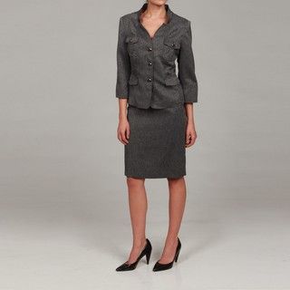 Sweet Women's Black/ Ivory Safari Jacket Skirt Suit Skirt Suits