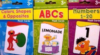 Sesame Street 3 Sets of Flash Cards * Number 1   20 * Colors, Shapes & Opposites * Abcs Electronics