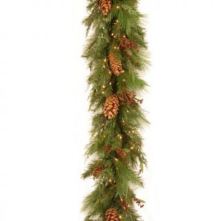 6 ft. White Pine Garland with Battery Operated Soft White LED Lights