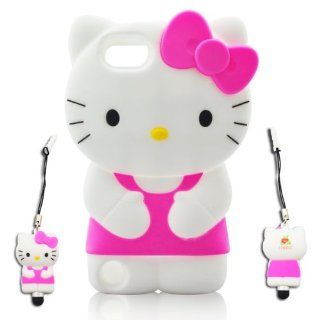 Hello kitty 3D ipod touch 5 Hot Pink Soft Silicone Case Cover Faceplate Protector For itouch 5g 5th Generation Cell Phones & Accessories