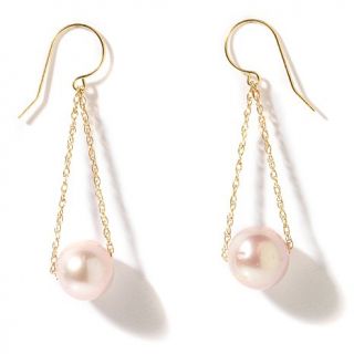 14K Gold Pink Freshwater Pearl Earrings    9.5mm