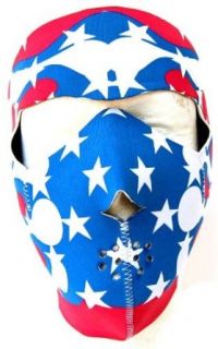 Skulskinz Neoprene Full Face Mask   USA Flag Flames Clothing