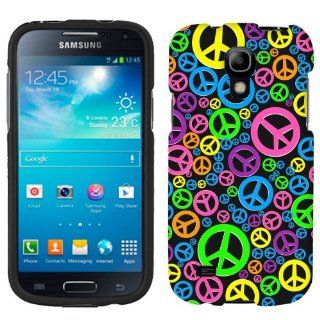 Samsung Galaxy S4 Mini Multi Color Peace Sign on Black Phone Case Cover Cell Phones & Accessories