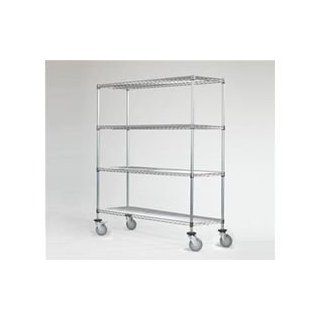 Omega Precision   Mobile Chrome Wire Shelving Starter Unit 800lb Capacity Qty(4) 24" Deep x 66" Wide Wire Shelves Qty(4) 86" High Posts Qty(4) Rubber Casters