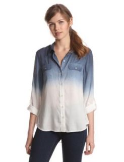 Lucky Brand Women's Brooke Dip Dye Shirt,Navy Multi,X Small Clothing