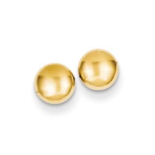 14k Yellow Gold Polished Half Ball Post Stud Earrings. Jewelry