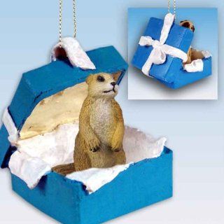 Prairie Dog Gift Box Blue Ornament 