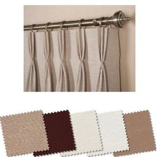 Custom Curtain Company Pinch Pleated Drapery Panel, Bali Fabric in Cream   27" x 108"   Window Treatment Draperies