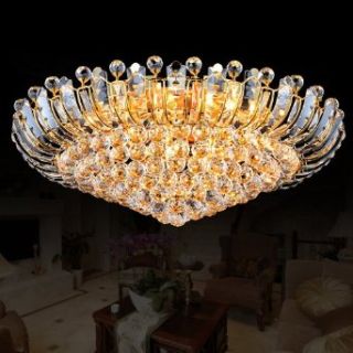 New Modern Luxury K9 Crystal Ceiling Light Fixture Large LED Lighting Living Room Lights Golden D 23.5 * H9.4 Inch 110 240 V