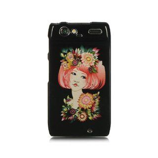 Black Flower Girl Hard Cover Case for Motorola Droid RAZR XT912 XT910 Cell Phones & Accessories