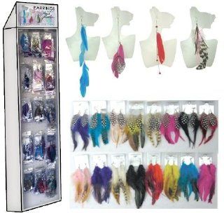 USA Wholesaler  25307189 144 Pc Feather Earings Display Hot Styles Colors Silver Clips Case Pack 144 Sports & Outdoors
