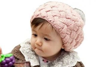 Bee&rose Lovey Ovely Cute Little Girl Handmade Hat /Cap ,Baby Girl Princess Headband Hair Band Headwear Accessories Crochet Lace Princess Pattern (pink) Clothing