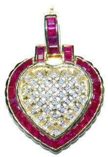 Eternity Ruby Heart Pendant Diamond 14K Yellow Gold [P_154] Jewelry