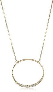 Shaesby "Flamenco" 14k Yellow Gold Diamond Oval Bling Necklace Jewelry