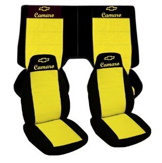 Black and yellow, 2005 Chevrolet Camaro car seat covers. Front and back seat covers Automotive