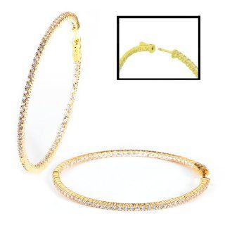 Cz Hoop Earring Made In Sterling Silver With Yellow Gold Plating, 154X0.01Mm Jewelry