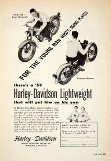 1959 Ad Harley Davidson Model 165 Hummer Motorcycle Luxury Lightweight Biker   Original Print Ad  