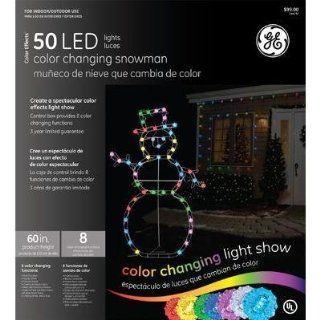 General Electric Color Effects 60in 50 LED Lights Snowman Outdoor Christmas Display  String Lights  Patio, Lawn & Garden