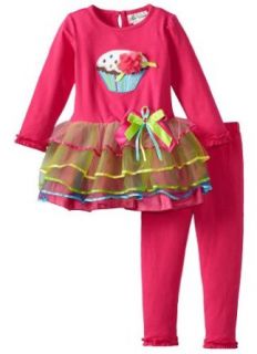 Rare Editions Baby Girls Infant Pink Cupcake Applique Layered Tutu Leggings set, 24 Months Clothing