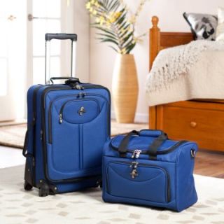 Atlantic 20 in. Expandable Spinner Carry On with Shoulder Tote   Blue   Luggage Sets