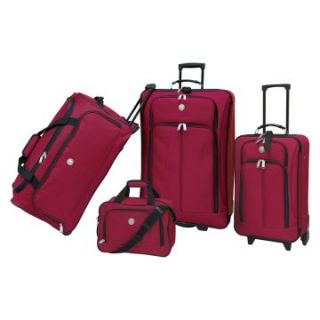 Travelers Club Deluxe 4 Piece Travel Set   Red   Luggage Sets