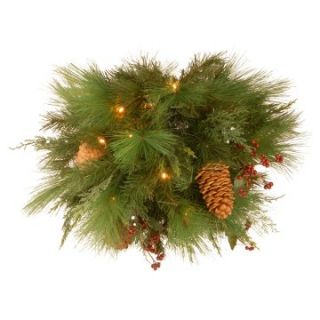 20 in. White Pine Pre Lit LED Kissing Ball   Battery Operated   Wreaths