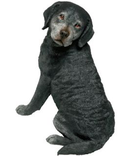 Sandicast Original Size Black Labrador Retriever Sculpture   Garden Statues