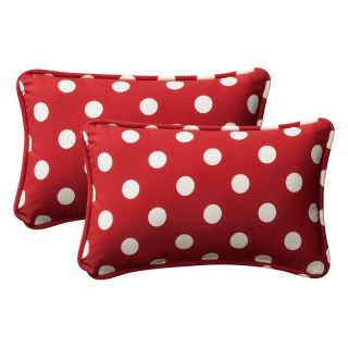 Polka Dot Red Outdoor Toss Pillow   Rectangle   11.5L x 18.5W x 5H in.   Set of 2   Outdoor Pillows
