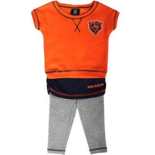 Chicago Bears Infant Girls Crew T Shirt & Leggings Set   Orange/Navy Blue/Ash