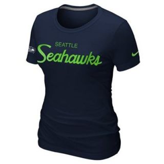 Nike Seattle Seahawks Ladies Script Tri Blend T Shirt   College Navy