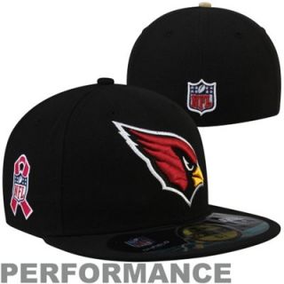 New Era Arizona Cardinals Breast Cancer Awareness On Field 59FIFTY Fitted Performance Hat   Black