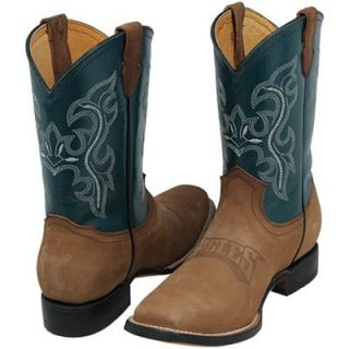 Philadelphia Eagles Youth Pull Up Cowboy Boots   Brown/Midnight Green