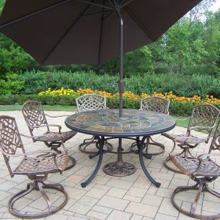 Oakland Living Stone Art Deluxe Patio Dining Set   Seats 6   Patio Dining Sets